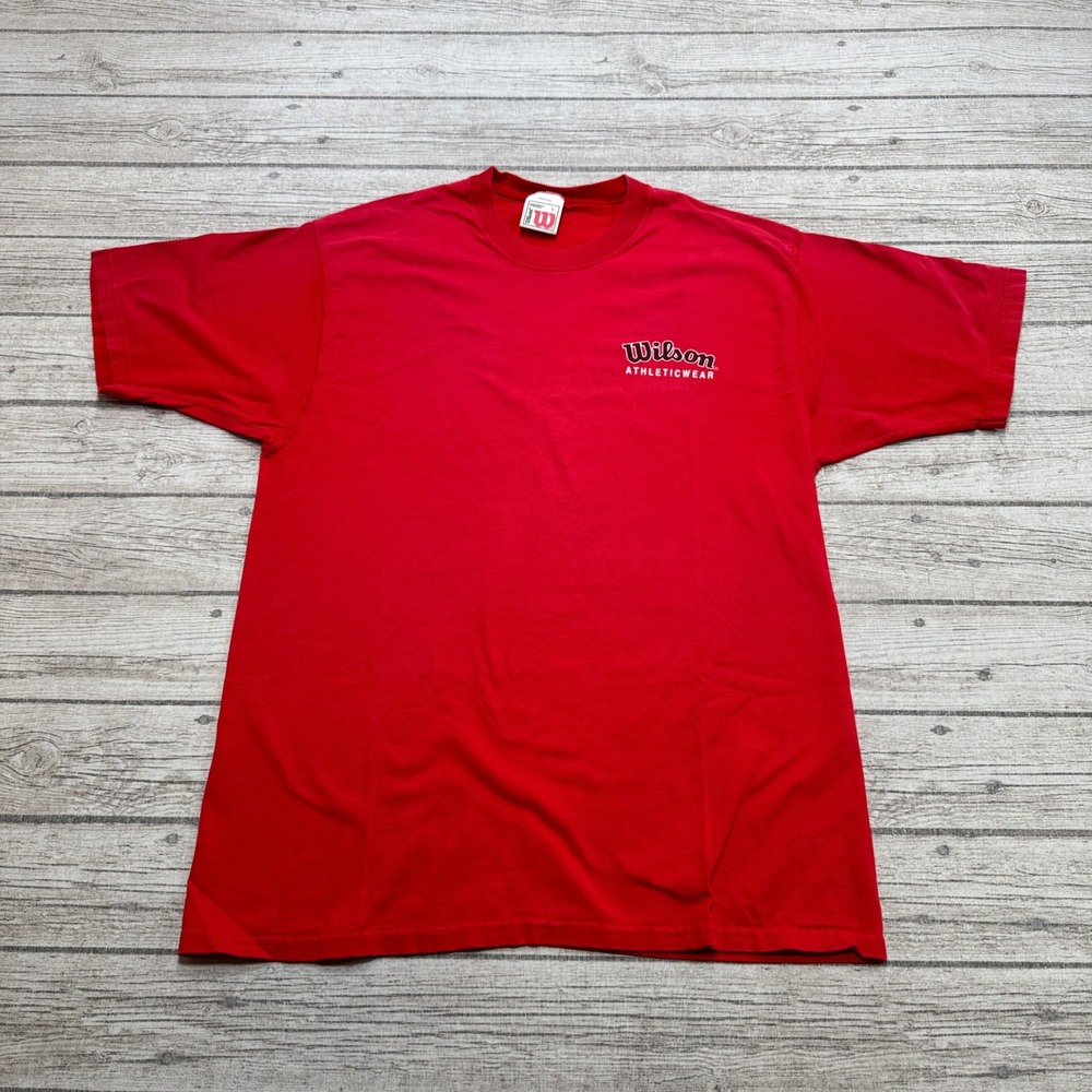 Vintage Wilson T-Shirt Men's L Red Short Sleeve Cotton Athletic Sportswear USA